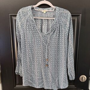 Boho Blue Geometric Blouse